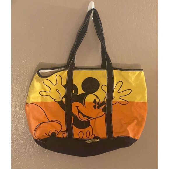 Vintage Disneyland Tote Bag Mickey Mouse Walt Disney World Neon Orange Yellow - Picture 4 of 4